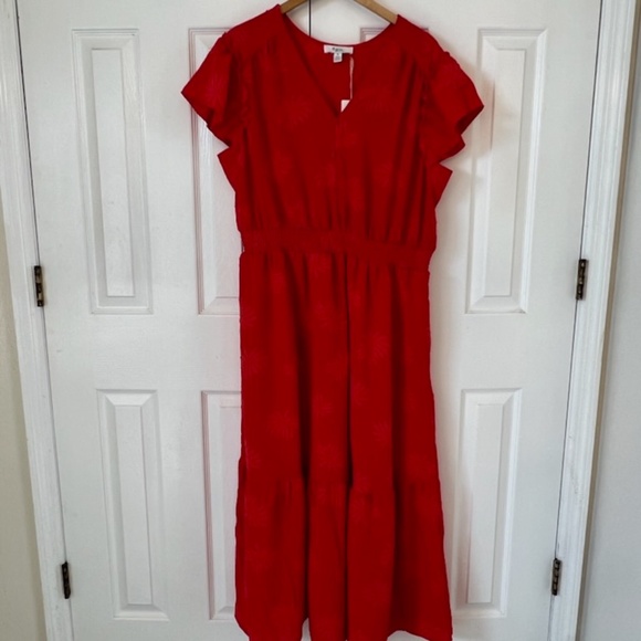 NWT C By One Womens Tiered Maxi Dress Orange 1X - Picture 1 of 9